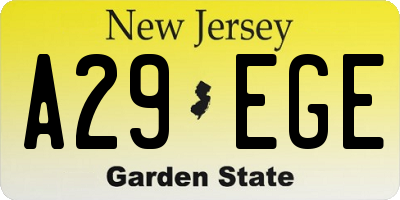 NJ license plate A29EGE