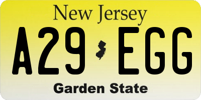 NJ license plate A29EGG