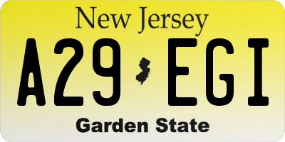 NJ license plate A29EGI