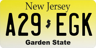 NJ license plate A29EGK