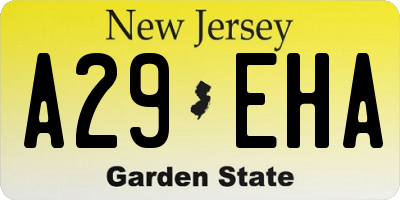 NJ license plate A29EHA