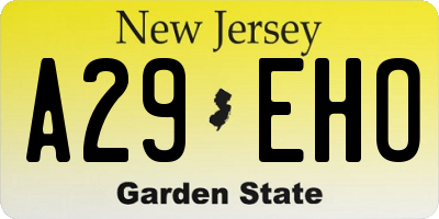 NJ license plate A29EHO