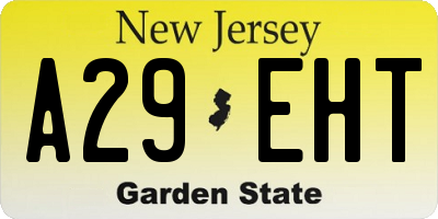 NJ license plate A29EHT