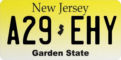 NJ license plate A29EHY