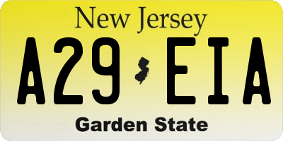 NJ license plate A29EIA