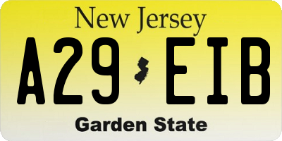 NJ license plate A29EIB