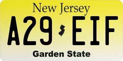 NJ license plate A29EIF