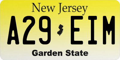 NJ license plate A29EIM