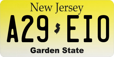 NJ license plate A29EIO