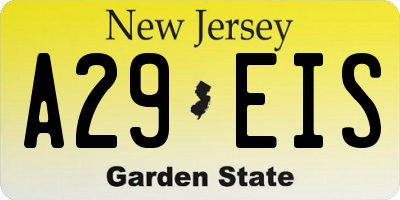 NJ license plate A29EIS