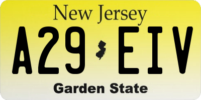 NJ license plate A29EIV