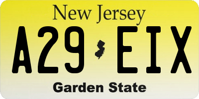 NJ license plate A29EIX