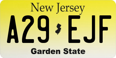 NJ license plate A29EJF