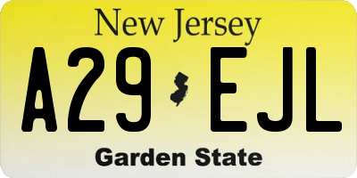 NJ license plate A29EJL