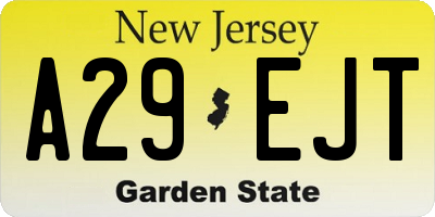 NJ license plate A29EJT