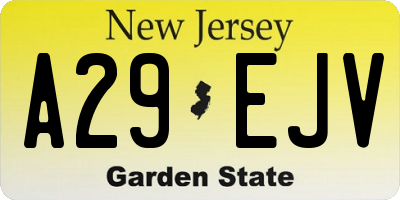 NJ license plate A29EJV