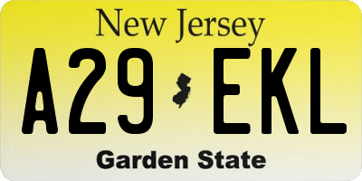NJ license plate A29EKL