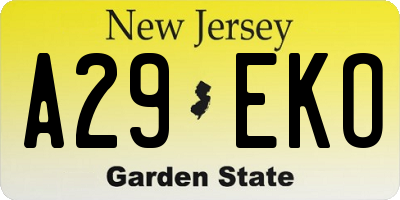 NJ license plate A29EKO