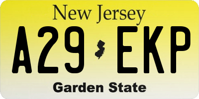 NJ license plate A29EKP