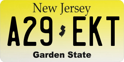 NJ license plate A29EKT