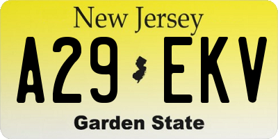 NJ license plate A29EKV