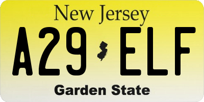 NJ license plate A29ELF