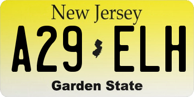 NJ license plate A29ELH