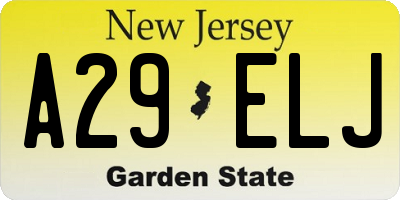 NJ license plate A29ELJ
