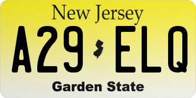NJ license plate A29ELQ