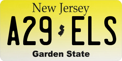 NJ license plate A29ELS