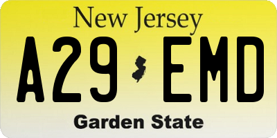 NJ license plate A29EMD