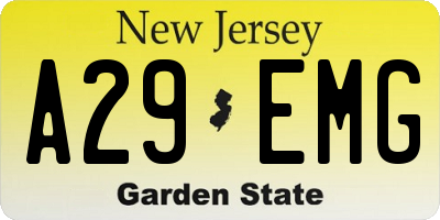 NJ license plate A29EMG
