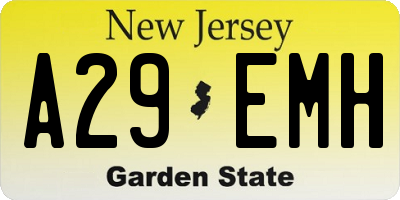 NJ license plate A29EMH