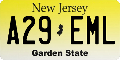 NJ license plate A29EML