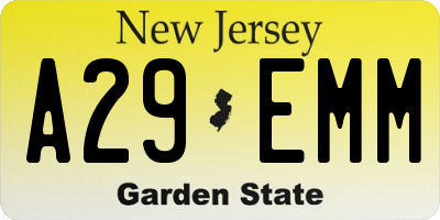 NJ license plate A29EMM