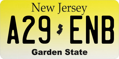 NJ license plate A29ENB