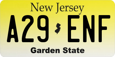 NJ license plate A29ENF