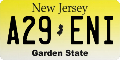 NJ license plate A29ENI