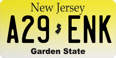 NJ license plate A29ENK