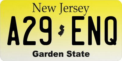 NJ license plate A29ENQ