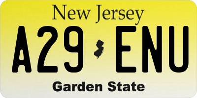 NJ license plate A29ENU