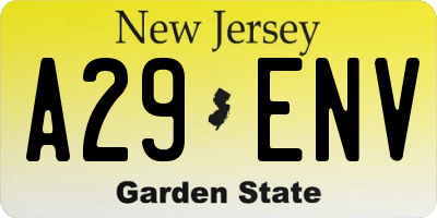 NJ license plate A29ENV