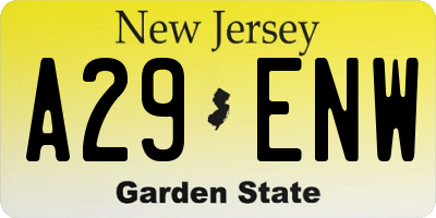NJ license plate A29ENW