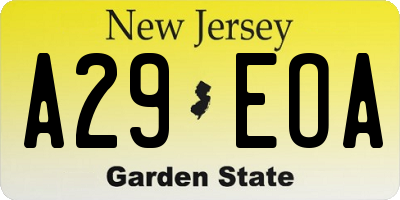 NJ license plate A29EOA