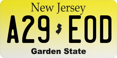 NJ license plate A29EOD