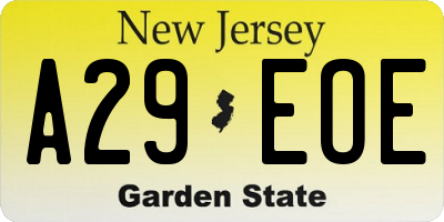 NJ license plate A29EOE