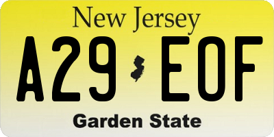 NJ license plate A29EOF