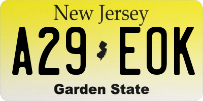 NJ license plate A29EOK