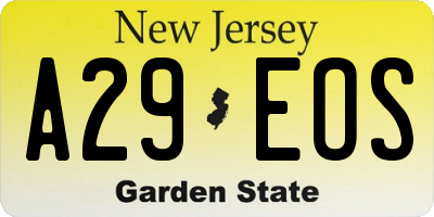 NJ license plate A29EOS
