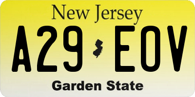 NJ license plate A29EOV